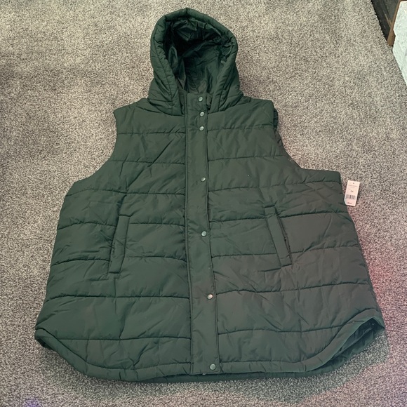 dip Green Hooded Puffer Vest Quilted Zip up - Picture 1 of 4